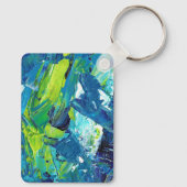 Abstracte acrylverf in blauw sleutelhanger (Achterkant)
