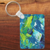 Abstracte acrylverf in blauw sleutelhanger (Voorkant)