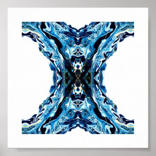 Abstracte Acrylverfschildering 'Abyss Blue' in vlo Poster