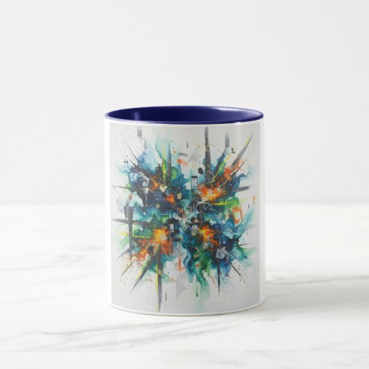 Abstracte Actie Kleur Barst Keramische Mok (Midden)