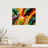 Abstracte actie schilderij poster (Keuken)