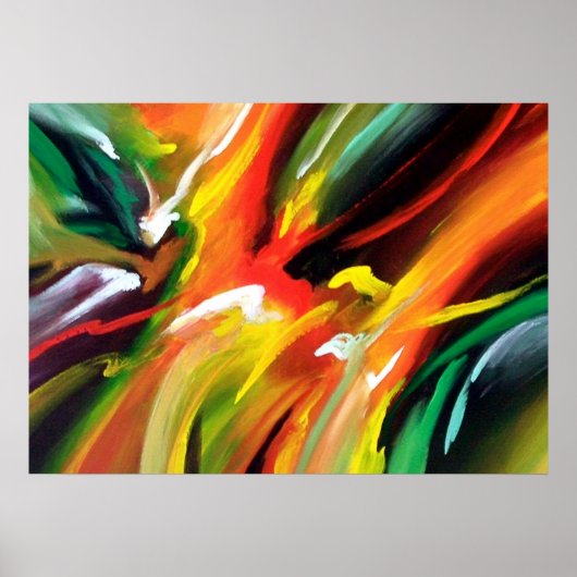 Abstracte actie schilderij poster (Voorkant)