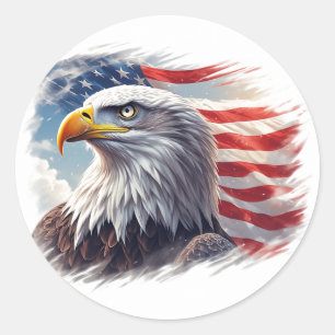 Abstracte Adelaar met Vlag – Artistiek Amerikaans Ronde Sticker