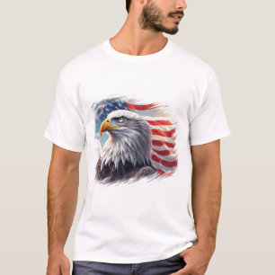 Abstracte Adelaar met Vlag – Artistiek Amerikaans T-shirt