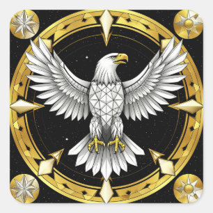 Abstracte Adelaar Spreidt Vleugels Vierkante Sticker