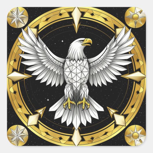 Abstracte Adelaar Spreidt Vleugels Vierkante Sticker (Voorkant)