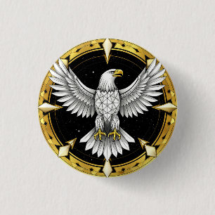 🦅Abstracte Adelaarsvleugels Geometrische Vrijheid Ronde Button 3,2 Cm