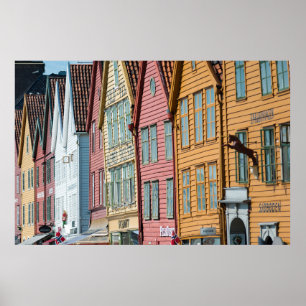 Abstracte afbeelding Tyske Bryggen houten huizen B Poster