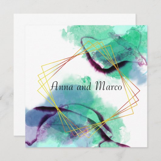 Abstracte afbeelding van alcoholinkt, uitnodiging (Voorkant / Achterkant)