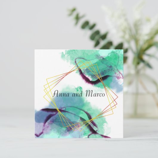 Abstracte afbeelding van alcoholinkt, uitnodiging (Staand voorkant)