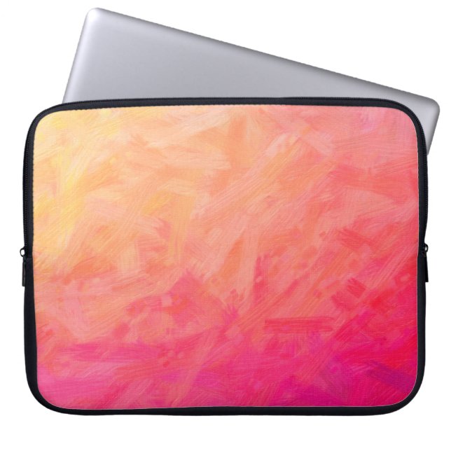 Abstracte afbeelding van het roze, gele bristle vi laptop sleeve (Voorkant)