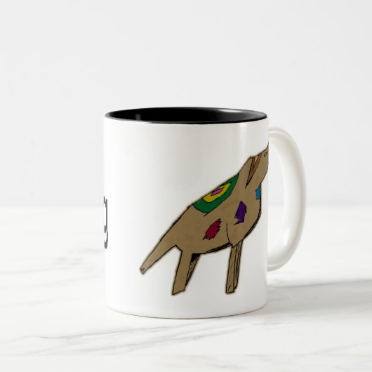 Abstracte afbeelding van hond tweekleurige koffiemok (Voorkant rechts)