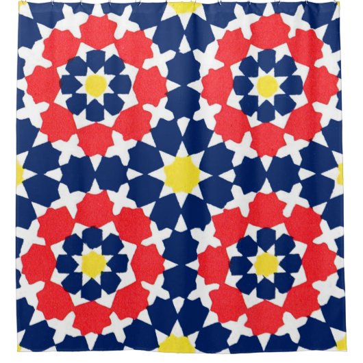 abstracte afdruk met sterren en x-es douchegordijn (Voorkant)