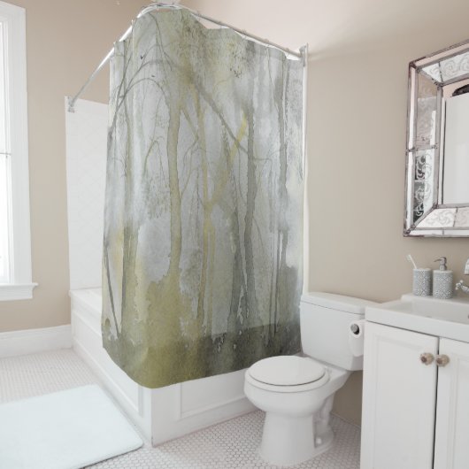 Abstracte afdruk van Amber Wilds-Waterverf Douchegordijn (In situ)