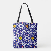 abstracte afdrukken van bloemen en knopen tote bag (Achterkant)