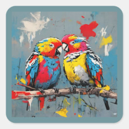 Abstracte affectie: Tortelduifjes Vierkante Sticker