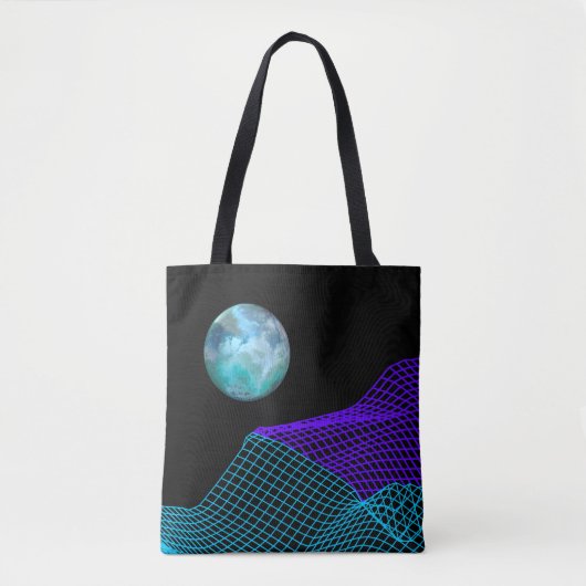 Abstracte afmetingen Planet Paars Blauw Zwart Tote Bag (Voorkant)