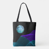 Abstracte afmetingen Planet Paars Blauw Zwart Tote Bag (Achterkant)