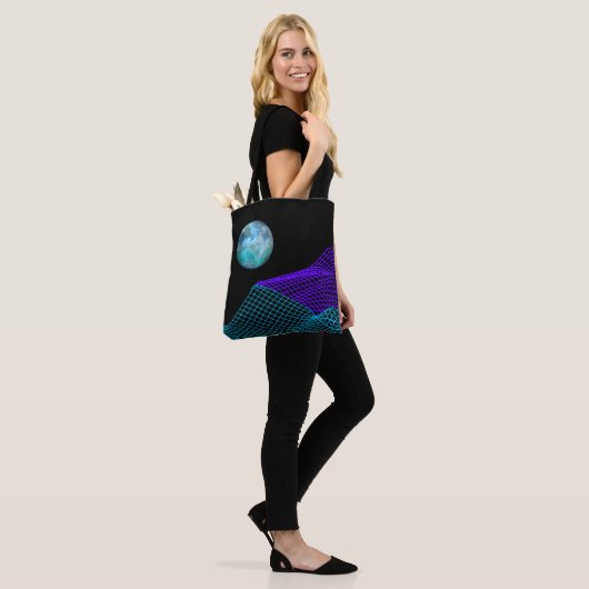 Abstracte afmetingen Planet Paars Blauw Zwart Tote Bag (Op model)