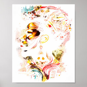 Abstracte Afrikaanse excellentie Melanine Zwarte G Poster