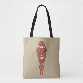 Abstracte Afrikaanse inheemse gezichtstatoeagekuns Tote Bag