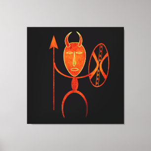 Abstracte Afrikaanse krijgerskunst Canvas Afdruk