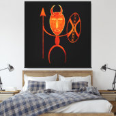 Abstracte Afrikaanse krijgerskunst Canvas Afdruk (Insitu (Slaapkamer))