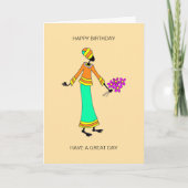 Abstracte, Afrikaanse kunst dame en bloemenverjaar Kaart (Voorkant)