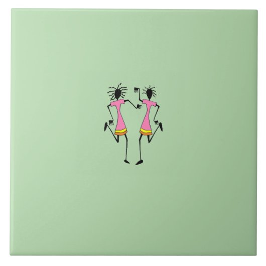 Abstracte, Afrikaanse kunst, elegante dansersfeest Tegeltje (Voorkant)