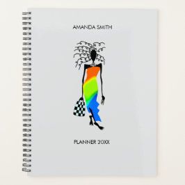Abstracte Afrikaanse kunst, elegante Mode Lady Pla Planner