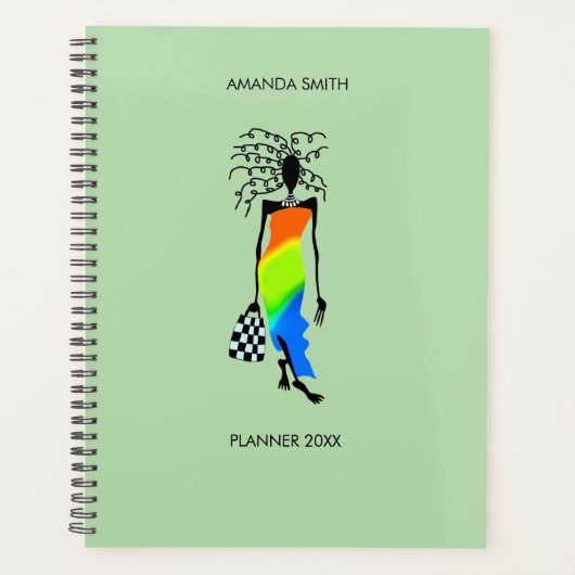Abstracte Afrikaanse kunst, elegante Mode Lady Pla Planner (Voorkant)