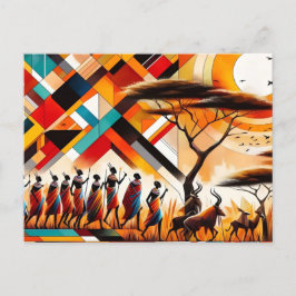 Abstracte Afrikaanse kunst Masai geometrisch Briefkaart
