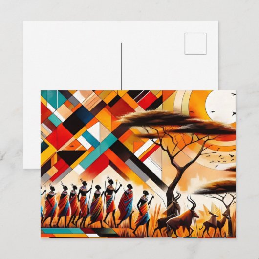 Abstracte Afrikaanse kunst Masai geometrisch Briefkaart (Voorkant / Achterkant)