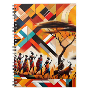 Abstracte Afrikaanse kunst Masai geometrisch Notitieboek