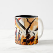 Abstracte Afrikaanse kunst Masai geometrisch Tweekleurige Koffiemok (Voorkant rechts)