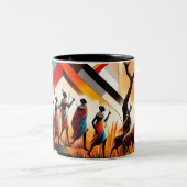 Abstracte Afrikaanse kunst Masai geometrisch Tweekleurige Koffiemok (Center)