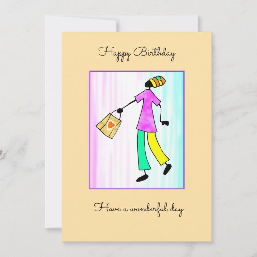 Abstracte Afrikaanse kunst, Mode Lady Birthday Kaart (Voorkant)