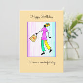 Abstracte Afrikaanse kunst, Mode Lady Birthday Kaart (Staand voorkant)