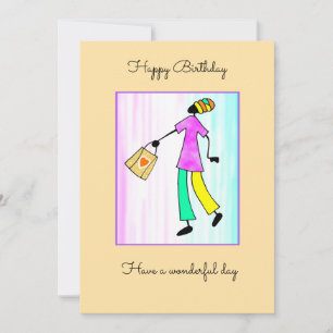 Abstracte Afrikaanse kunst, Mode Lady Birthday Kaart