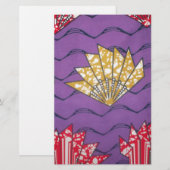 Abstracte Afrikaanse kunst: Paarse passiegolven Briefpapier (Voorkant / Achterkant)