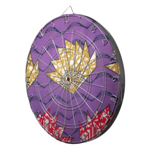 Abstracte Afrikaanse kunst: Paarse passiegolven Dartbord (Voorkant Rechts)