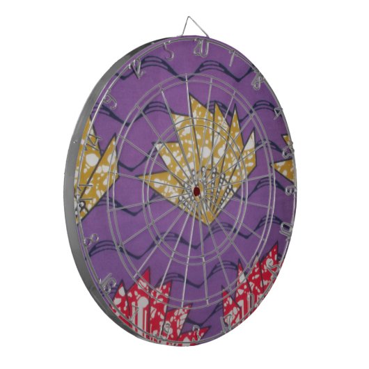 Abstracte Afrikaanse kunst: Paarse passiegolven Dartbord (Voorkant Links)
