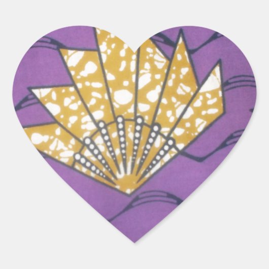Abstracte Afrikaanse kunst: Paarse passiegolven Hart Sticker (Voorkant)