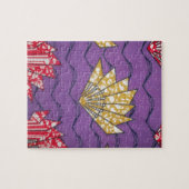 Abstracte Afrikaanse kunst: Paarse passiegolven Legpuzzel (Horizontaal)