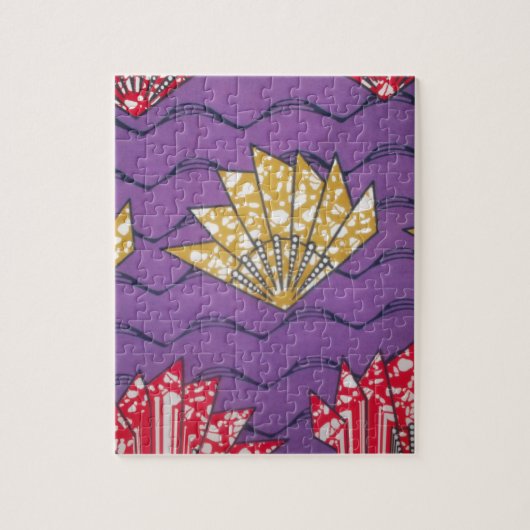 Abstracte Afrikaanse kunst: Paarse passiegolven Legpuzzel (Verticaal)