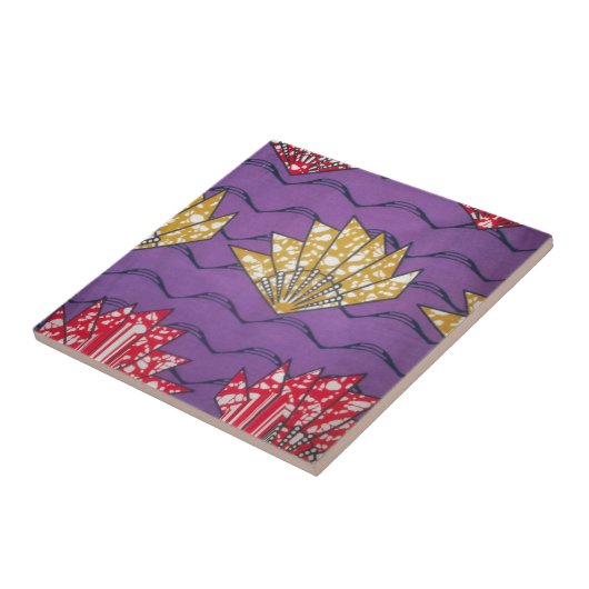 Abstracte Afrikaanse kunst: Paarse passiegolven Tegeltje (Zijkant)