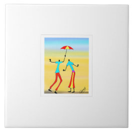 Abstracte Afrikaanse kunst, tropische zomerzonsond Tegeltje