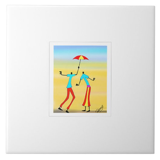 Abstracte Afrikaanse kunst, tropische zomerzonsond Tegeltje (Voorkant)