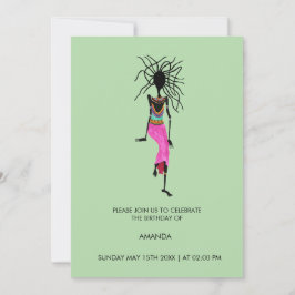 Abstracte Afrikaanse kunst, Warrior Woman Verjaard Kaart