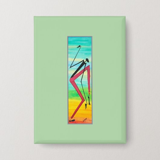 Abstracte Afrikaanse kunst, Waterverf Tricky Dance Button (Voorkant)